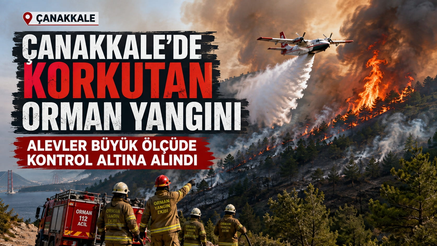 Çanakkale’de Korkutan Orman Yangını Alevler Büyük Ölçüde Kontrol Altına Alındı
