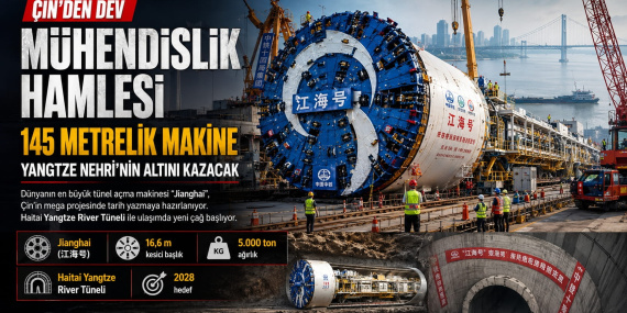 Çin’den Dev Mühendislik Hamlesi 145 Metrelik Makine Yangtze Nehri’nin Altını Kazacak